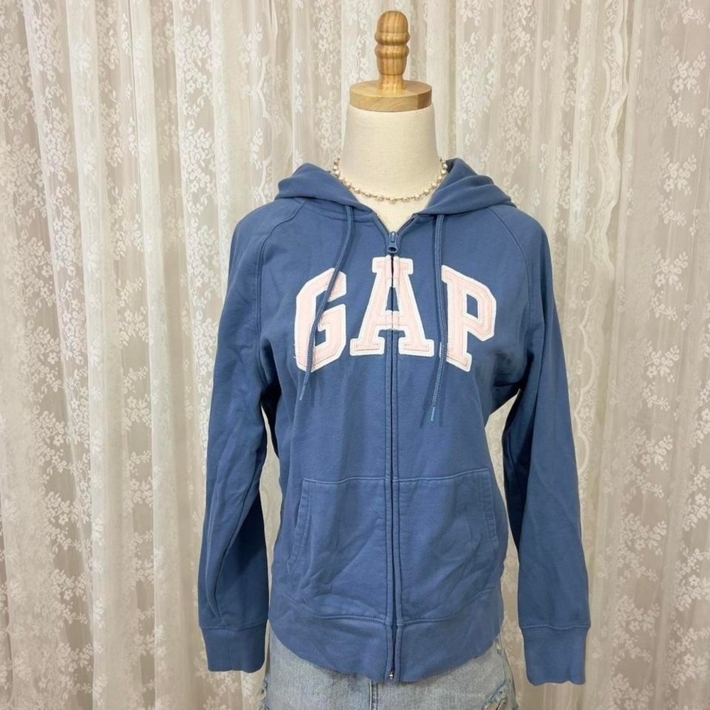 Gap Women's Heritage Logo Full‎ Zip Hoodie Jacket Blue Medium